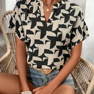 V Neck Batwing Sleeve Blouse